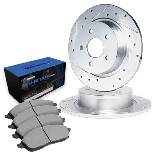 R1 Concepts WGYN1-73005 Drilled & Slotted Silver Rotor Set W/ Semi-Met Pads